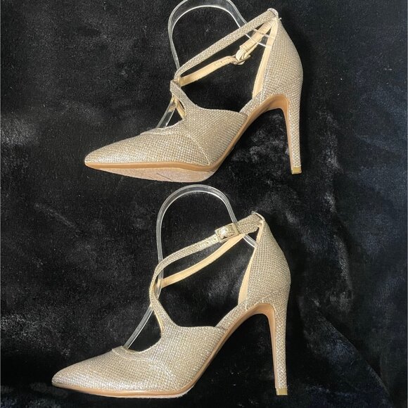 Marc Fisher Nagida Silver Sparkly Heels Women 6M Pointed Toe Stiletto Dress Shoe - Picture 6 of 16